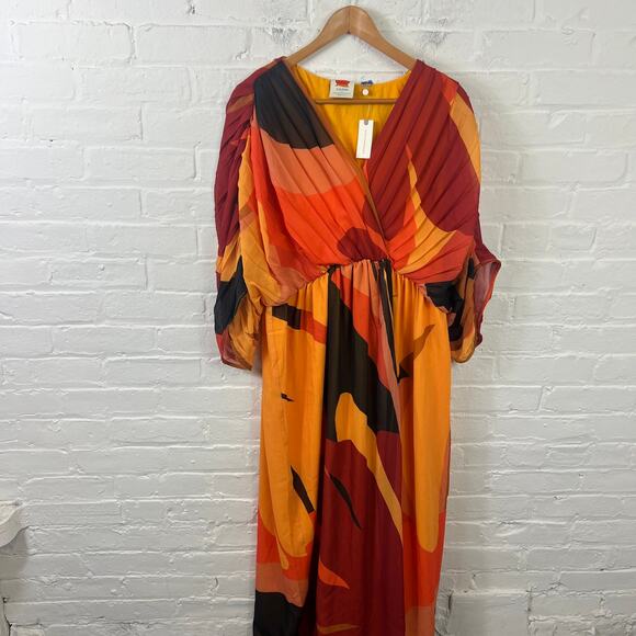 Anthropologie Farm Rio Women's Wrap-Front Maxi Dress Half Sleeve Size L NWT - Picture 3 of 7